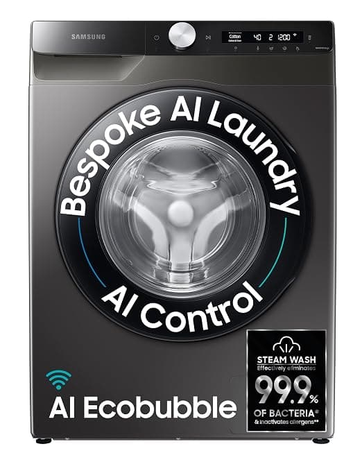 Samsung 8 kg, 5 star, AI Control, AI Eco Bubble, Wi-Fi, Digital Inverter, Motor, Fully-Automatic Front Load Washing Machine (WW80T504DAX1TL, Hygiene Steam, Inox)