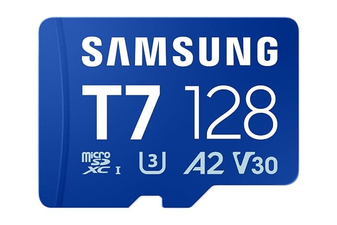 Samsung T7 microSDXC, 128GB, 170 MB/s Read, A2, U3, V30, Memory Card for Gamers & Video Creators, Compatible with Smartphone, Tablet, Laptop, Action Camera, Drone & Gaming Console (MB-MB128T/WW)