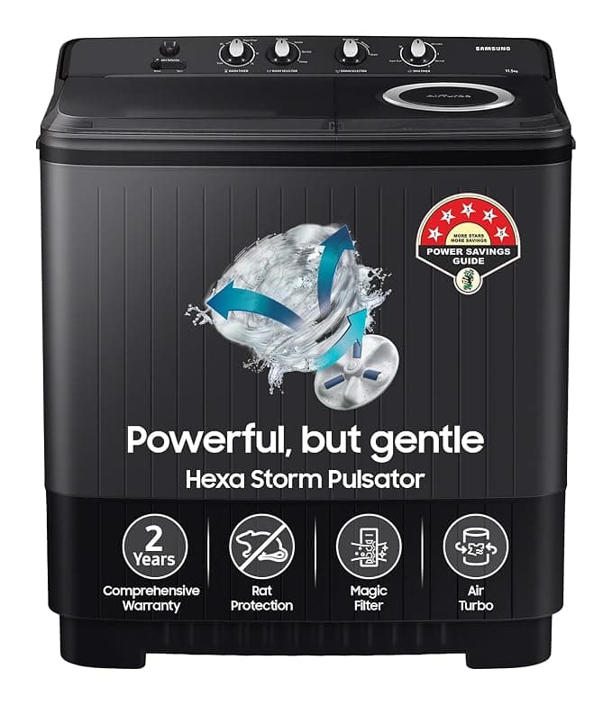 Samsung 11.5 Kg Semi-Automatic Top Load Washing Machine Appliance (WT11A4260GD/TL,Dark Gray)