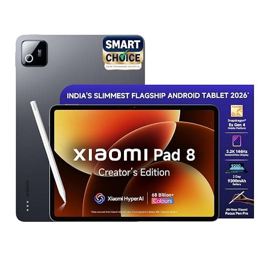 XIAOMI Pad 8 Creator's Edition with Focus Pen Pro [Smartchoice] Flagship Snapdragon 8s Gen 4 |11.2" 3.2K | 12GB, 256GB | Ultra Slim Metal Design | 9200mAh Battery HyperAI | Wi-Fi 7 | Graphite Grey