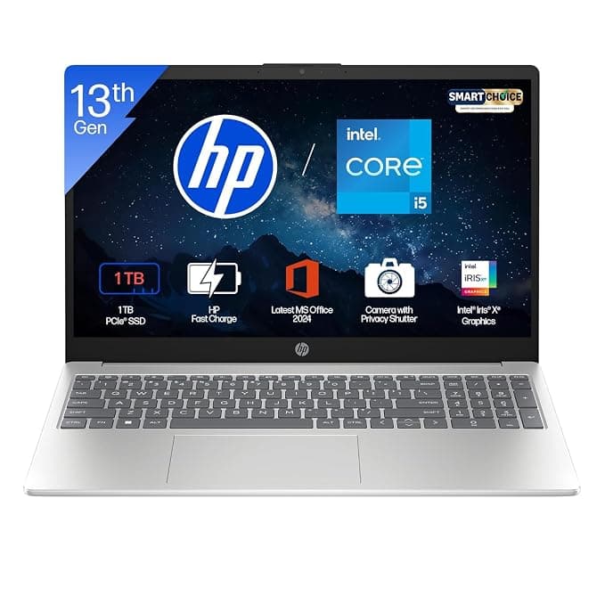 HP 15 Smartchoice, 13th Gen Intel Core i5-1334U (16GB DDR4, 1TB SSD) FHD, Anti-Glare, Micro-Edge, 15.6''/39.6cm, Win11, M365(1yr) Office24, Silver, 1.59kg, FD0552TU,Iris Xe, FHD Camera, Backlit Laptop