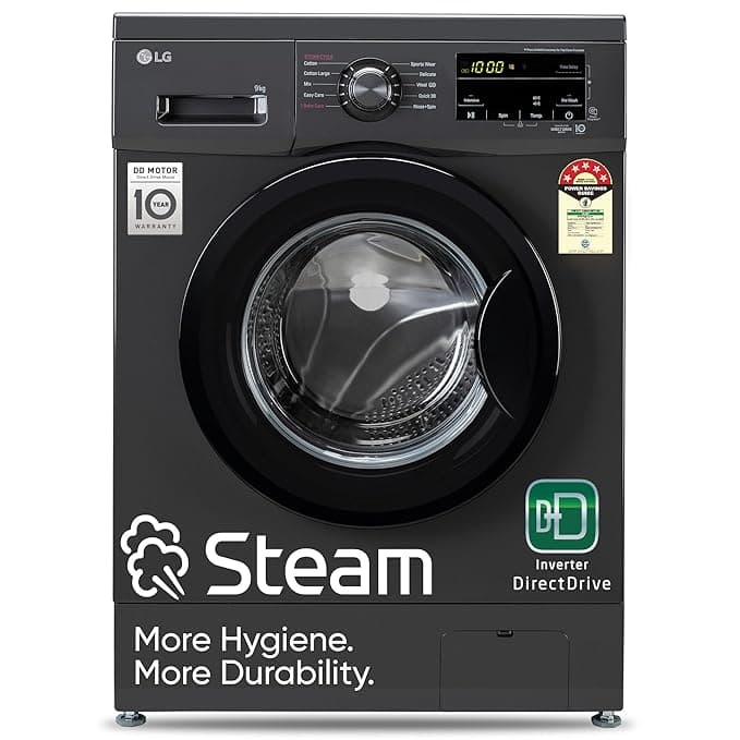 LG 9 Kg 5 Star Direct Drive Technology, Steam Wash, 6 Motion DD, Smart Diagnosis, Fully-Automatic Front Load Washing Machine (FHM1409BDM, Allergy Care, In-Built Heater, Touch Panel, Middle Black)