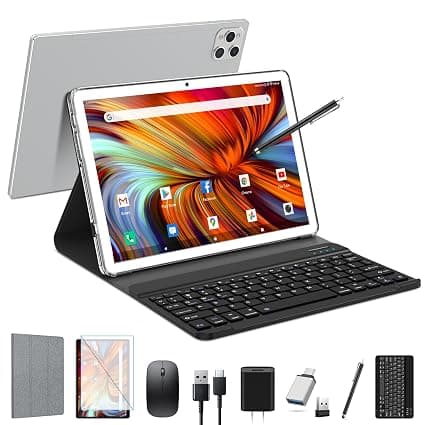 EITOMIN 10 Inch Tablet 2024 Newest Android 13 Tablet 128GB ROM 16GB RAM + 1TB Expandable Octa-Core Tablet with Keyboard 5G WiFi Tablet 1080FHD/13MPCamera/7000mAh/Bluetooth