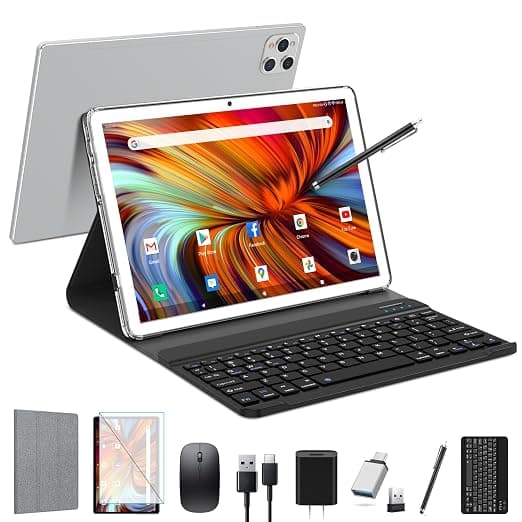 EITOMIN 10 Inch Tablet 2024 Newest Android 13 Tablet 128GB ROM 16GB RAM + 1TB Expandable Octa-Core Tablet with Keyboard 5G WiFi Tablet 1080FHD/13MPCamera/7000mAh/Bluetooth