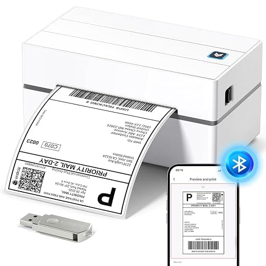 MUNBYN Bluetooth Thermal Label Printer, 4x6 Thermal Shipping Label Printer for Shipping Packages