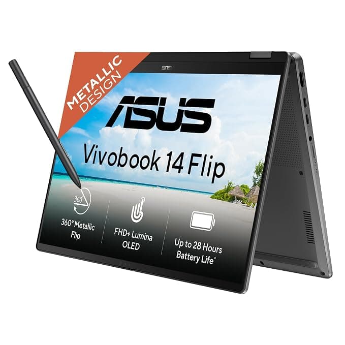 ASUS Vivobook 14 Flip (2026),Intel Core Ultra 5 226V,Intel Arc iGPU,16GB RAM,512GB SSD,OLED,14"(35.5 cm),Windows 11,M365 Basic(1Y),Office 2024,Matte Gray,1.57 Kg,TP3407SA-SG183WS,AI Laptop