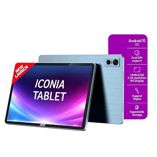 Acer Iconia Tab11 | 11.45" | 2.2K IPS Display, 450 Nit | Quad Speakers | 8GB + 256GB (Expandable) | Wi-Fi + (Calling) | Fingerprint Reader| Slim Metal Body| Blue