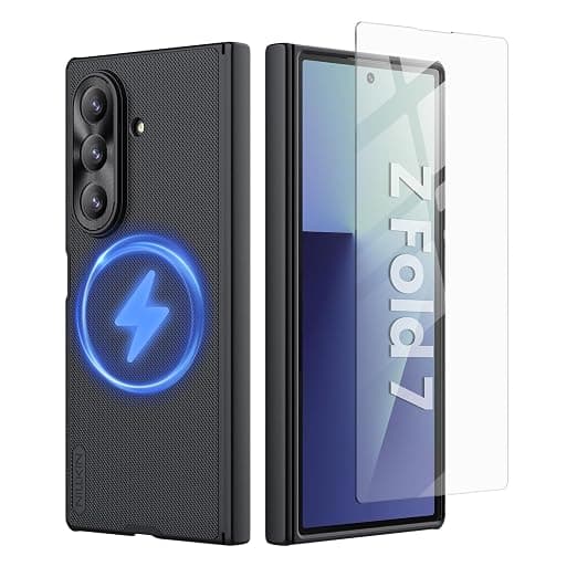 Nillkin Galaxy Z Fold 7 Case MagSafe with Front Screen Protector Precise Fit, Shockproof Protective Cover for Samsung Fold 7 – Black