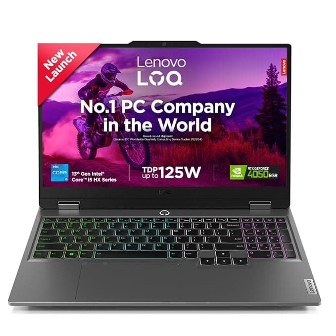 Lenovo LOQ, Intel Core i5 13th Gen 13450HX, NVIDIA RTX 4050 6GB, 16GB RAM, 512GB SSD, 15.6"(39.6cm), Windows 11, Office Home 2024, Grey, 2.4Kg, 83DV00X4IN, 100% sRGB, 3 Mon. Game Pass Gaming Laptop