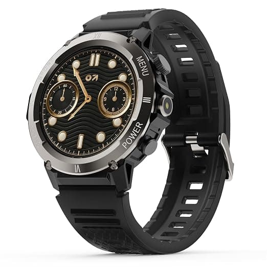GOBOULT Newly Launched Tuff Hawk Smart Watch 1.39'' HD Display, BT Calling, Working Crown, 150+Watchfaces, 450 Nits Brightness, AI Voice Assistant, SpO2 Monitoring (Green) (Black)