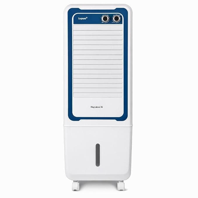 Livpure Magnakool Tower 36L Air Cooler|High Speed Air Delivery|188 Sq.Ft. Large Area Coverage|Ice Chamber|High Density Honeycomb Pads|Inverter Compatible|2Yrs Motor Warranty,1 Yr Comprehensive(White)