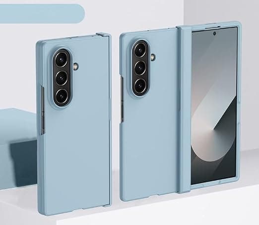 FASHINA Soft Silicone Case for Samsung Galaxy Z fold 7 | Shockproof Military Grade Protection | Built-in Anti-Slip Grip Back Cover, Light Blue