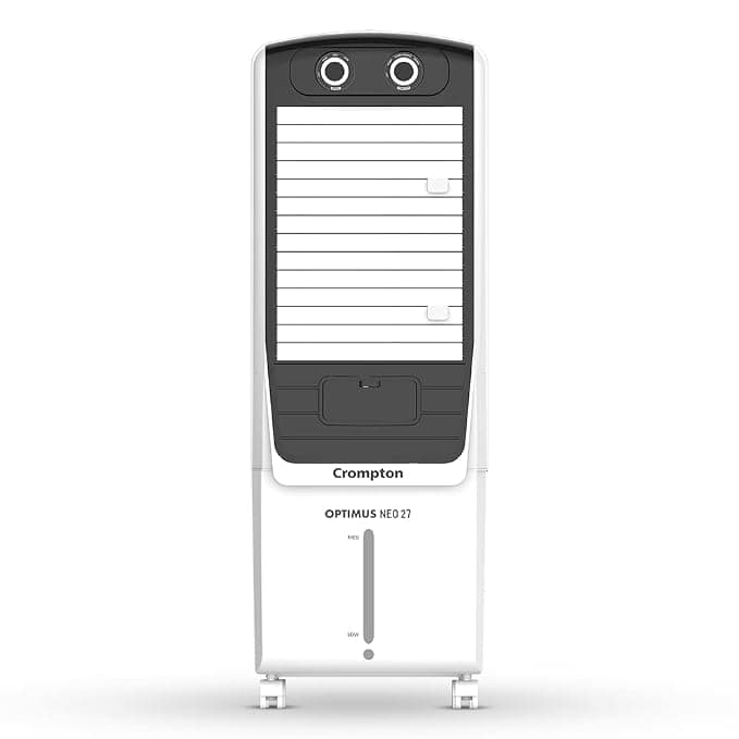 Crompton Optimus Neo 27 Litres Tower Air Cooler for home | Easy Clean Ice Chamber | 4-Way Air Deflection | High Density Honeycomb Pads | Everlast Pump | Inverter Compatible