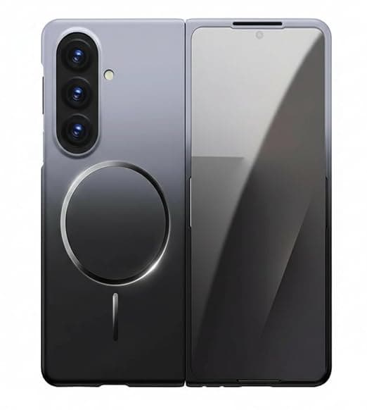 MILLION CASES Tech Style Magnetic Ring Case for Samsung Galaxy Z Fold7, Galaxy Z Fold7 Back Cover Case(2025) - PC | Grey Black