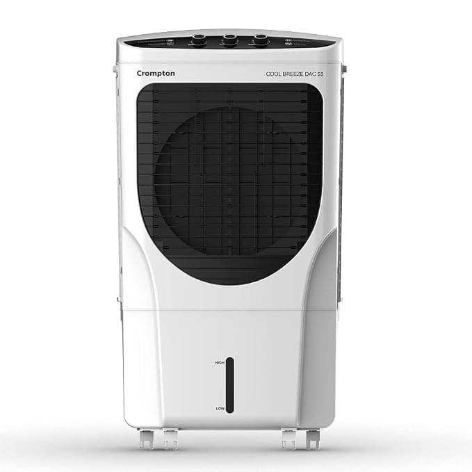 Crompton Cool Breeze DAC Desert Air Cooler- 53L; with Everlast Pump, 4-Way Air Deflection and Honeycomb Pads; White & Black, (ACGC-CBDAC53)