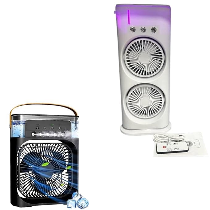 Drumstone 𝟏𝟓-𝐘𝐞𝐚𝐫 𝐋𝐨𝐧𝐠-𝐋𝐢𝐟𝐞 𝐖𝐚𝐫𝐫𝐚𝐧𝐭𝐲 Combo C260 3-in-1 Mini Air Cooler Fan, USB Rechargeable with Dual Fans, Mist Humidifier Fan Air Personal Cooling Device for Home & Office.