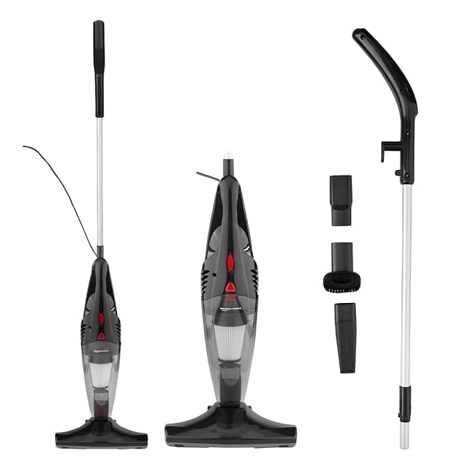 Amazon Basics - 2-in-1 Convertible Stick Vacuum Cleaner | 600W | 5 Attachments Included | Bagless Washable Filter, Strong Suction | 4.9 m Cord | 0.8 L Capacity | 12.5 kPa Suction | 103L*10.5W*12.5H cm