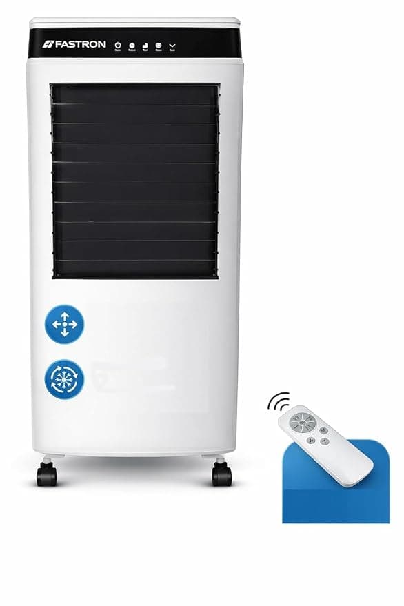 FASTRON Personal Air Cooler with Remote and Touch Panel, Ideal for 150Sq ft Room, 100W Power, Powerful Air Throw, LED Display & Top Ice Chamber, Auto-Swing, 3-Speed, 2 Year Motor Warranty (36 Litre)