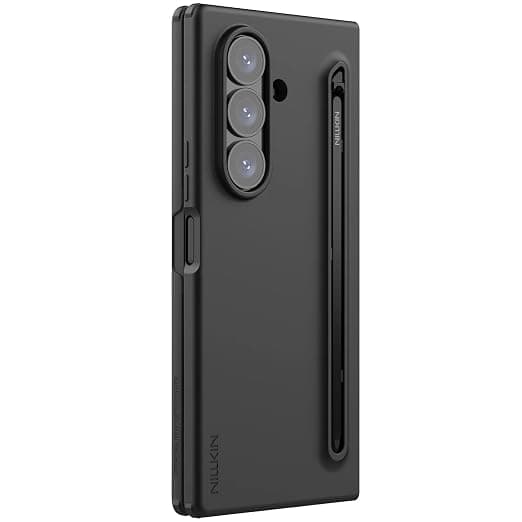 Nillkin Case for for Samsung Galaxy Z Fold 7 (8.0" Inch) Flex Pure Fold Liquid Silicone + Extra Stylus Impact Resist Wireless Charging Black Color