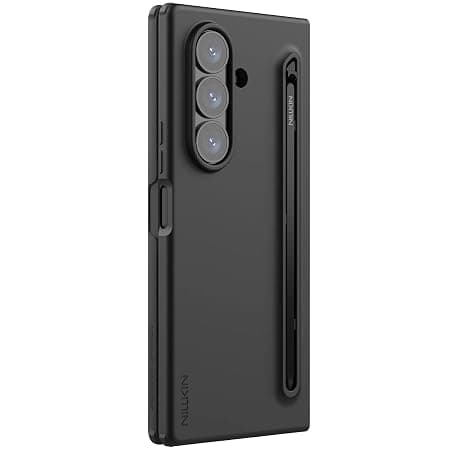 Nillkin Case for for Samsung Galaxy Z Fold 7 (8.0" Inch) Flex Pure Fold Liquid Silicone + Extra Stylus Impact Resist Wireless Charging Black Color