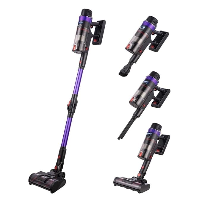 KENT Zoom Turbo Vacuum Cleaner 500W | Battery Operated | Rechargeable, Cordless &Hoseless | Cyclone5 Technology | Digital Control Panel | BLDC Motor | >28 Kpa High Suction | Multi Nozzle Operation