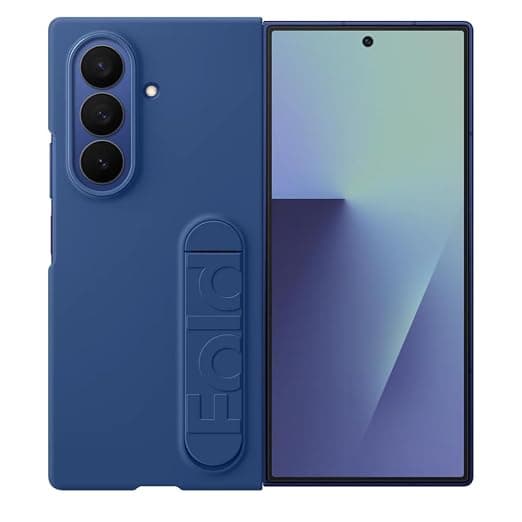 New Ultra Hybrid Premium Front and Back Case Compatible with Samsung Galaxy Z Fold 7 (2025) Case/Cover with Stand & Protection | Silicone Cover with Kickstand (Blue)