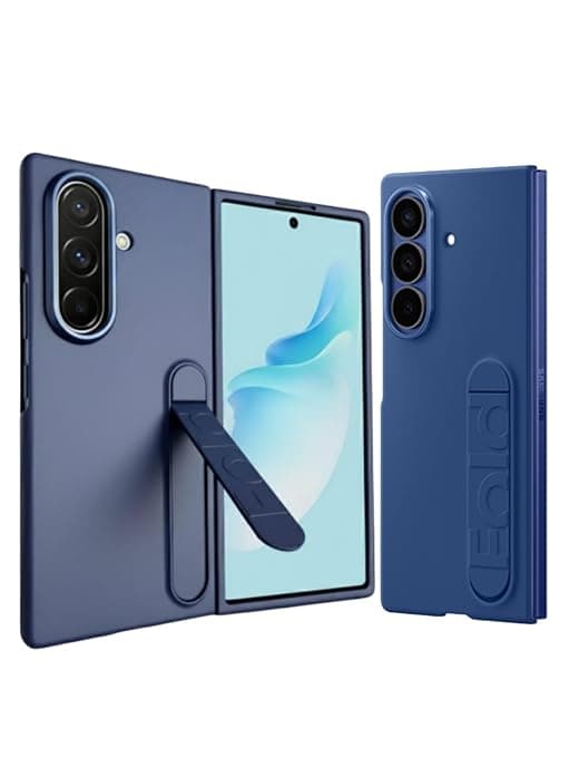 Premium Phone Case for Samsung Galaxy Z Fold 7, Navy Blue Protective Cover with Kickstand