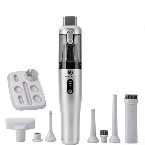 Force24 Premium Vacuum Cleaner for Home & Car Use | 4 in 1 Cordless Vacuum Cleaner & Blower | HEPA Filter | Rechargeable 6000mAh | 3 Speed Suction Upto 18000PA | BLDC Motor | 1 Year Warranty (PREMIUM)