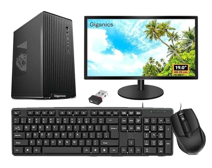BX Core i5 Assembled Desktop PC, 16GB RAM, 500GB SSD, 19'' Monitor, Win11, MS Office, Keyboard & Mouse, Black, Ready-to-Use PC (16-500GB)