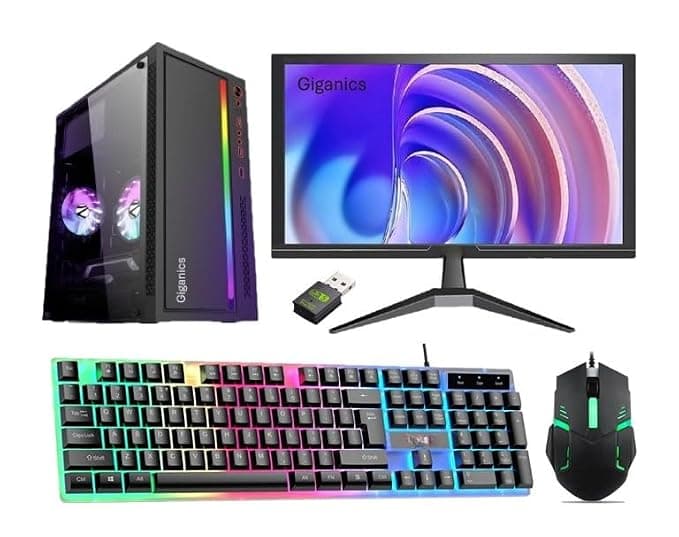 AIO Assembled Desktop PC | Core i5-2400 | 16GB RAM | 500GB SSD | 19'' Monitor| 5G WiFi & Bluetooth | RGB K&M | Win11 & MS Office | 1 Year Warranty (16-500GB)