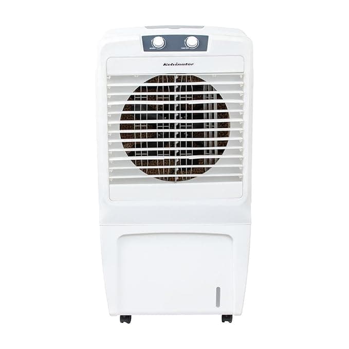 Kelvinator Desert Cooler 105L-KCD105LBR Desert Air Cooler (Grey & White) | Heavy-Duty Double Metal Ball Bearing Motor | 3-Side Honeycomb Pads | Auto Swing | Castor Wheels