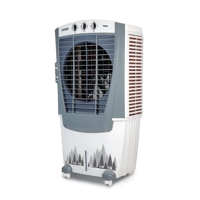 USHA Striker 70SD1 Desert Air Cooler for Home with Powerful Airflow, 3-Side Honeycomb Pads, 11m Air Throw & Inverter Compatibility (70L, White)