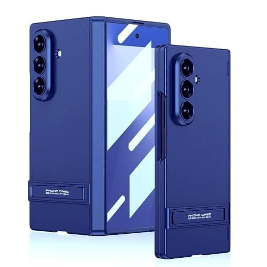 Midkart Hinge Protection Case Compatible with Samsung Galaxy Z Fold 7 Release 2025 Magnetic Cover with Kickstand Front Glass and Camera Protection, Blue