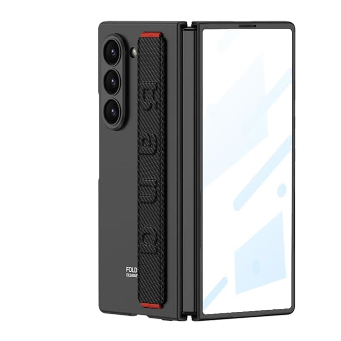 Galaxy Z Fold7 Dedicated Business Diary-type Leather Case, Integrated Tempered Glass Membrane with Wrist Strap, Ultra Thin, Lightweight, Matte Surface, All-Round Protection, Supports Wireless Charging
