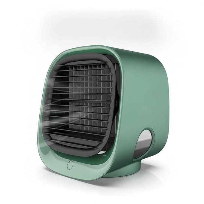 VSTORA Black Grille Tabletop Air Cooler Oval Viewing Window Desktop Mini Air Cooler for Office, Green