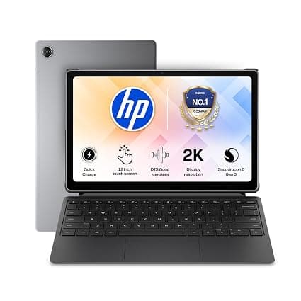 HP Omnipad 12 with Detachable Keyboard, Touchscreen, 12''/30.38cm, 2K, 400 nits, 90Hz, 8GB LPDDR5, 128GB UFS, WiFi 6E, DTS Quad Speakers, Upto 18 Hours Battery, Silver, Lightweight Tablet