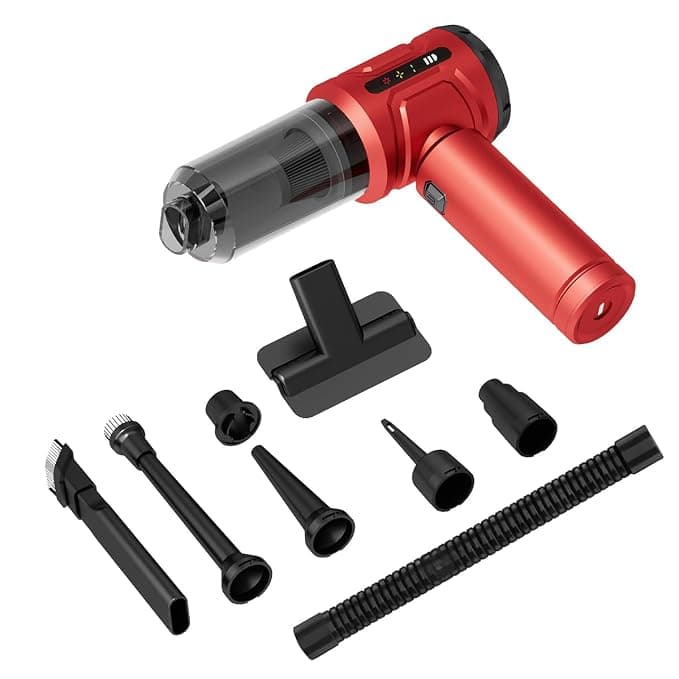 pTron NeoVac X Cordless Vacuum Cleaner for Car/Home Use, 20kPA Powerful Suction, 3 Speed Suction, 130W BLDC Motor, Vacuum/Blower, Washable HEPA Filter, Handheld Design, Type C Charging (Racing Red)