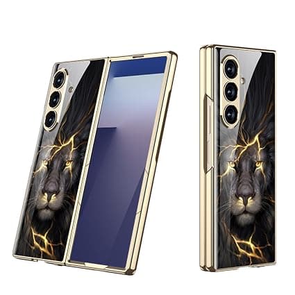 Back Cover for Samsung Galaxy Z Fold 7 Glossy Black and Gold Lion (Black, Pack of: 1)