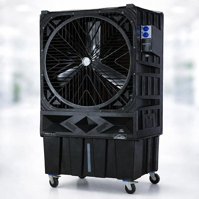 Everest 200 Desert Air Cooler Commercial 3000 sqft | 13000 m³/h Airflow | 30 Inch Fan | 100mm Honeycomb Pads | 500W High Performance Cooler for Large Rooms, Halls, Warehouses & Outdoor Use (Black)