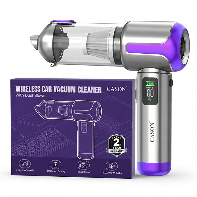 CASON Powerful Handheld Car Vacuum Cleaner 4 in 1, Portable Vacuum Cleaner- 18000PA 3.5X More Suction Power, Cordless Air Duster for Car Cleaning with Different Suction Speed(2 Year Warranty)