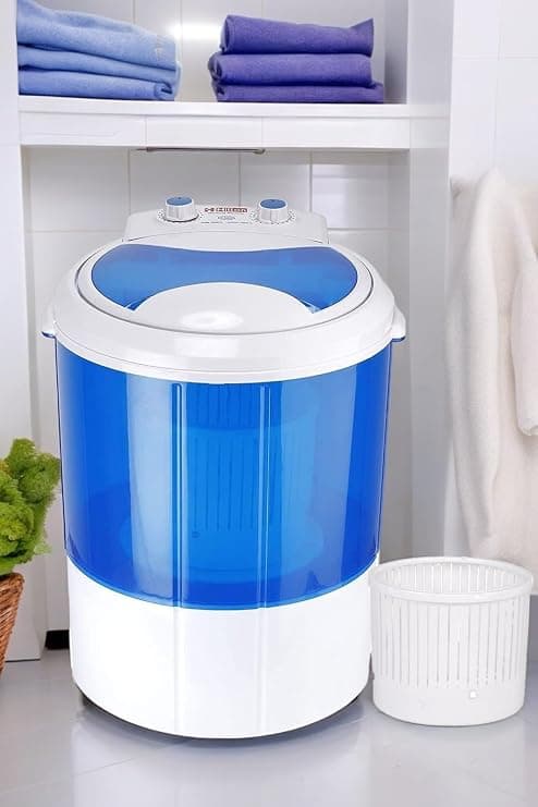 Hilton Electric 3 kg Single-Tub Washing Machine with Spin Dryer Portable Single Tub Washer - The Laundry Alternative Portable Clothes Washer Travel Washing Machine With Spin Dryer(Blue)