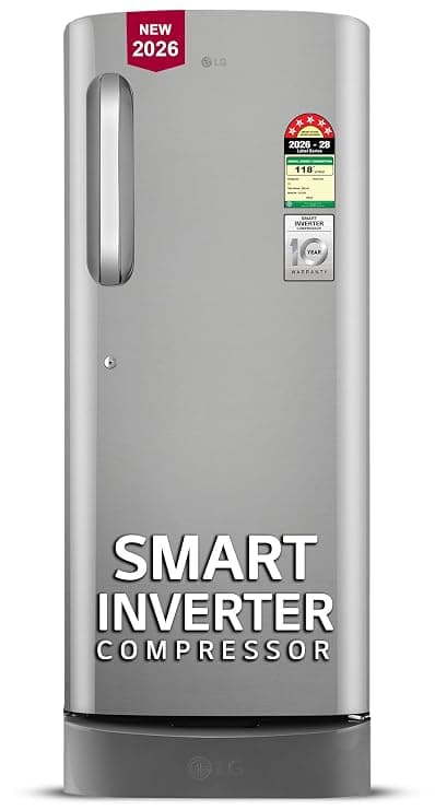 LG 224 L, 5 Star, Smart Inverter, Direct Cool Single Door Refrigerator (GLD2356ZAPZ, Shiny Steel, Base stand with Drawer)