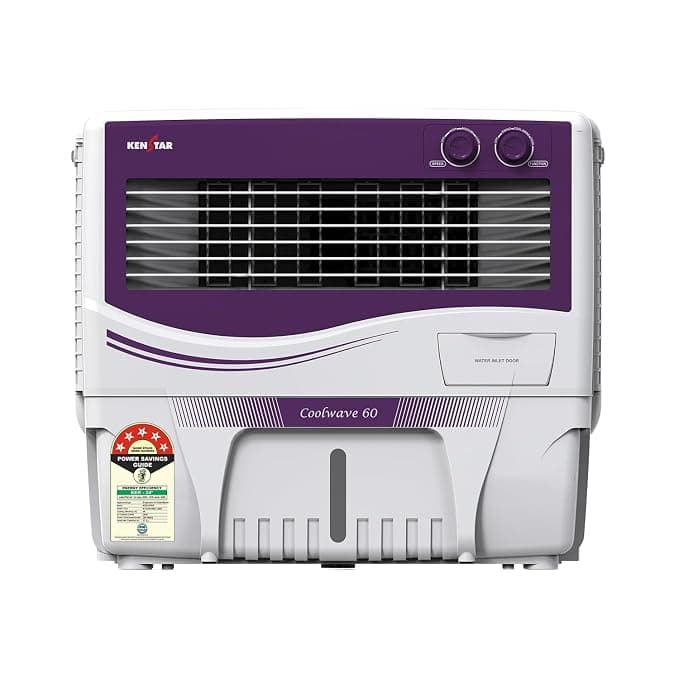 Kenstar COOLWAVE 60 L Air Cooler with Woodwool Cooling Media |5-star BEE Rating | 200 W|Purple & White