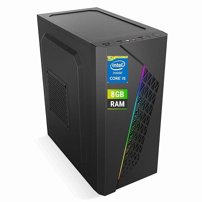 Computer Desktop PC #CPU i5-GEN4 Turbo + 8GB RAM + 256GB SSD NVMe + HDMI + VGA +LAN + USB 3.0 + HD Graphics + Windows 11 Pro License & MS.Office(Solar-i5_8GB_256GB_SSD)
