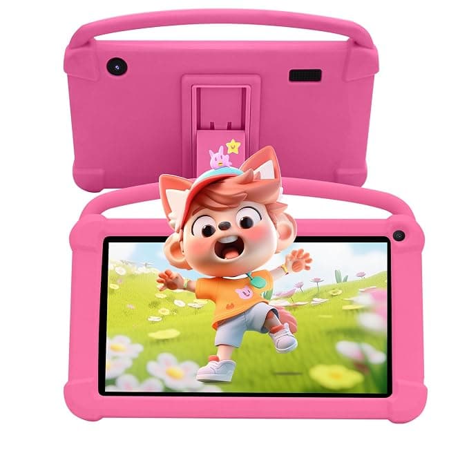 ZZB 7 Inch Kids Tablet for Boys Girls Android 12, 4GB RAM, 32GB ROM, WiFi & Bluetooth, Eye Safety IPS Screen, Pink Color
