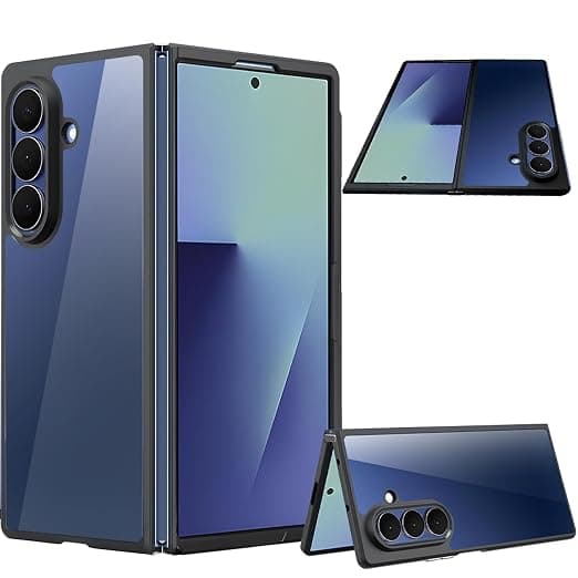Galaxy Z Fold7 SC-56F Case Clear, Galaxy Z Fold 7 Cover, Black TPU Frame + Transparent PC Back Panel, Dual Layer Structure, Shockproof, US Military MIL Standard, Lens Protection, Anti-Slip