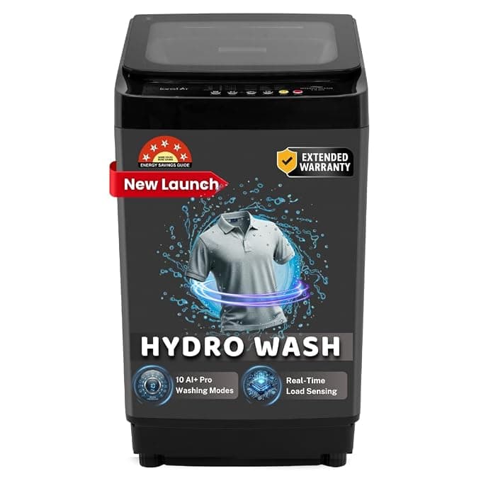 ionstar 7.5 KG 5 Star Fully Automatic Top Loading Washing Machine | 10 Ai+ Washing Programs | Heavy Duty | Dual Action Magic Filter | Deep Clean | Soft Closing| Powerful Copper Motor | 75HYDRO-G6BG-N1