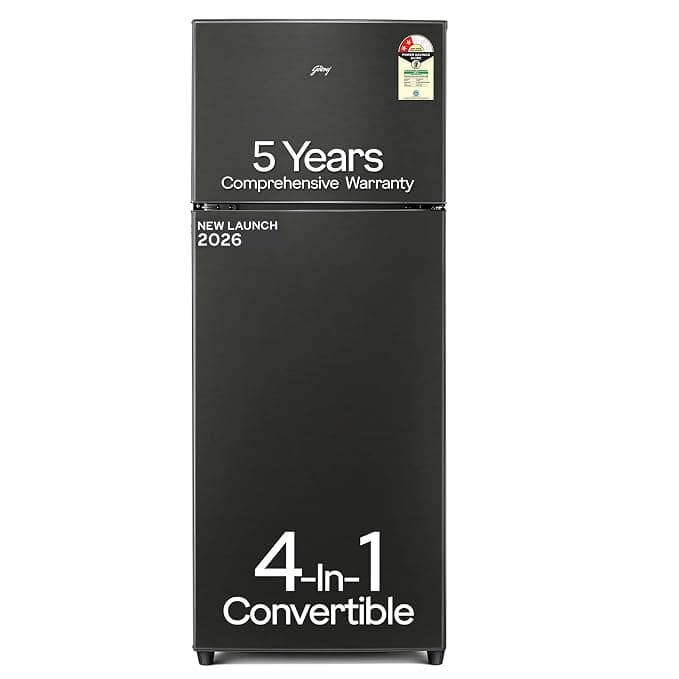 Godrej 272 L 2 Star| 5 Years Comprehensive Warranty| New Launch| 4-In-1 Convertible| 95%+ Food Surface Disinfection| Inverter Double Door Refrigerator (RF EON 294BN RCIT FS ST, Fossil Steel)