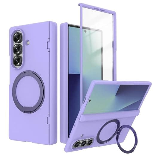 FASHINA Galaxy Z Fold 7 PureShield Magnetic Ring Case | 360° Rotating Ring Stand | Full Body Drop Protection | Matte Anti-Fingerprint Finish | Slim Fold-Friendly Design Lavender