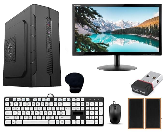 Desktop Computer Set with i5-3470, 16GB RAM, 256GB SSD, 19-inch Monitor, Keyboard, Mouse, WiFi Dongle, Speakers, Windows 10, Black